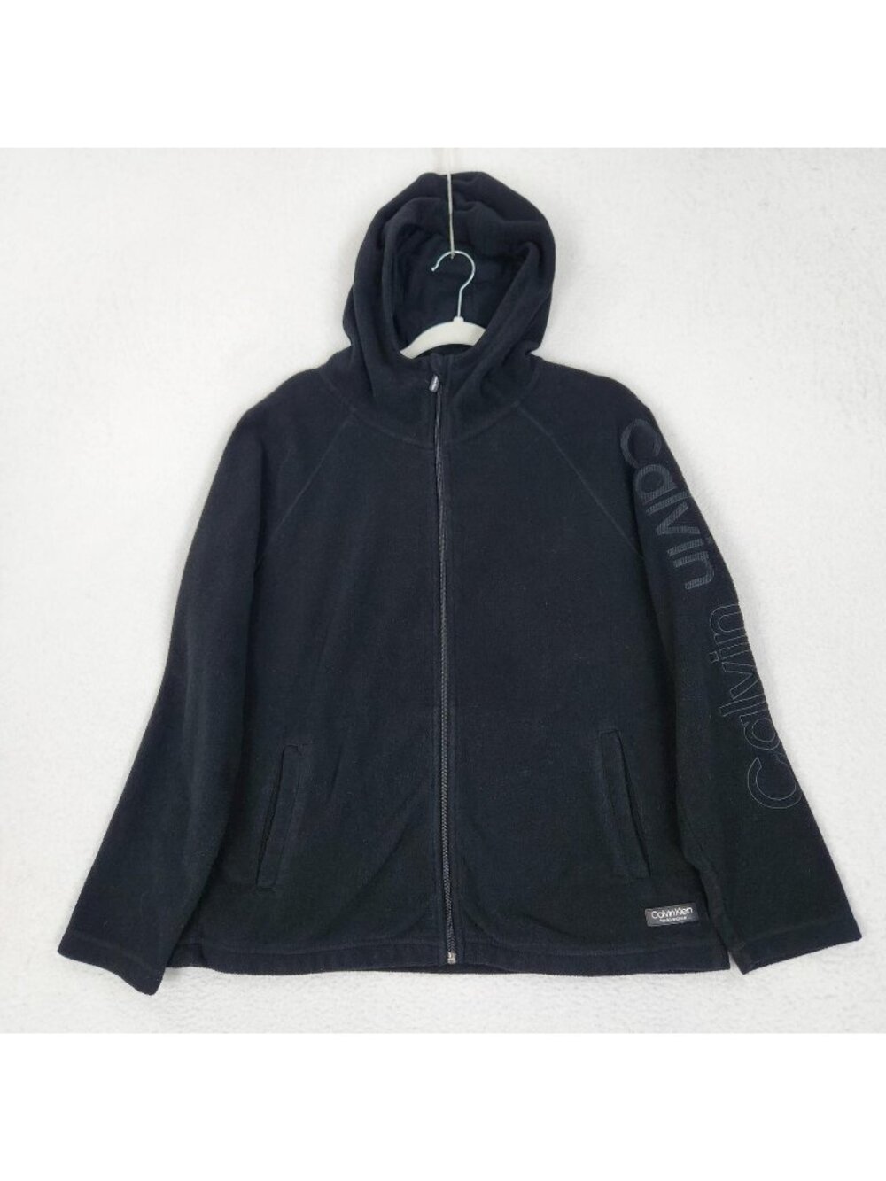 Calvin Klein Jacket Women XL Black Fleece Full Zip Performance Hoodie Sweatshirt